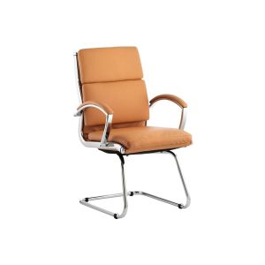 Andorra High Back Leather Faced Cantilever Chair (Tan)