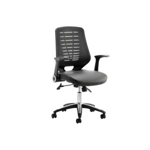 Baton Black High Mesh Back Operator Chair With Leather Seat
