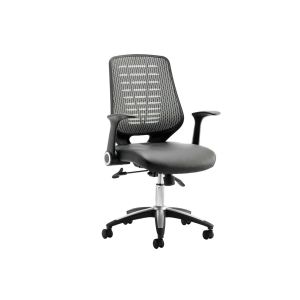 Baton High Silver Mesh Back Operator Chair With Leather Seat