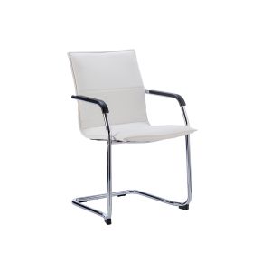 Pack Of 2 Parrot Leather Faced Stacking Cantilever Chairs (White)