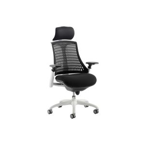 Warp White Frame Black High Mesh Back Operator Chair With Headrest