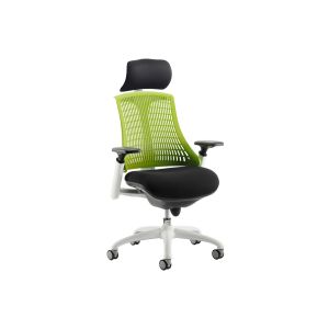Warp White Frame Green High Mesh Back Operator Chair With Headrest
