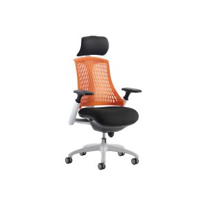 Warp White Frame Orange High Mesh Back Operator Chair With Headrest
