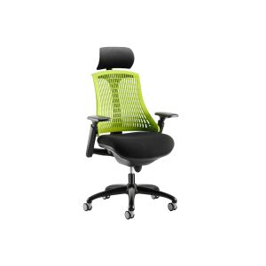 Warp Black Frame Green High Mesh Back Operator Chair With Headrest
