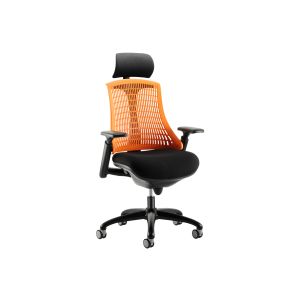 Warp Black Frame Orange High Mesh Back Operator Chair With Headrest