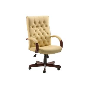 Tronso Traditional Leather Executive Chair Cream