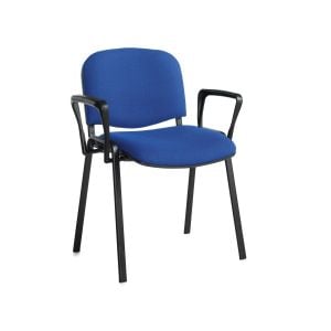 Pack Of 4 Black Frame Stacking Conference Chairs With Arms