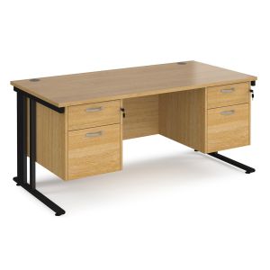 Value Line Deluxe Cable Managed Rectangular Desk 2+2 Drawers (Black Legs)
