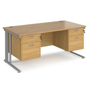 Value Line Deluxe Cable Managed Rectangular Desk 2+2 Drawers (Silver Legs)