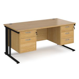 Value Line Deluxe Cable Managed Rectangular Desk 2+3 Drawers (Black Legs)