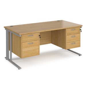 Value Line Deluxe Cable Managed Rectangular Desk 2+3 Drawers (Silver Legs)