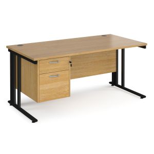 Value Line Deluxe Cable Managed Rectangular Desk 2 Drawers (Black Legs)