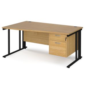 Value Line Deluxe Cable Managed Left Hand Wave Desk 2 Drawers (Black Legs)