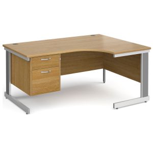 All Oak Deluxe Right Hand Ergo Desk 2 Drawers 