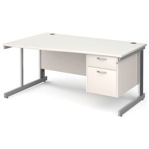 All White Deluxe Left Hand Wave Desk 2 Drawers 