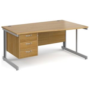 All Oak Deluxe Right Hand Wave Desk 3 Drawers 