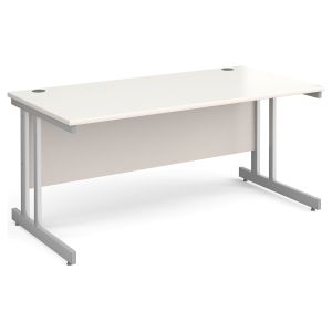 All White Double C-Leg Rectangular Desk
