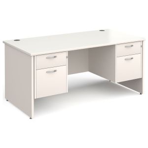 All White Panel End Executive Desk 2+2 Drawers 