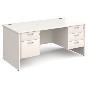 All White Panel End Executive Desk 2+3 Drawers 