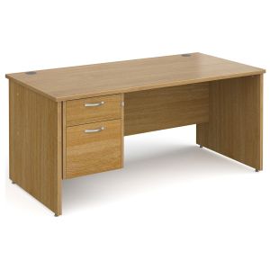 All Oak Panel End Clerical Desk 2 Drawers 