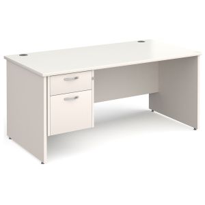 All White Panel End Clerical Desk 2 Drawers 