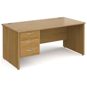 All Oak Panel End Clerical Desk 3 Drawers 