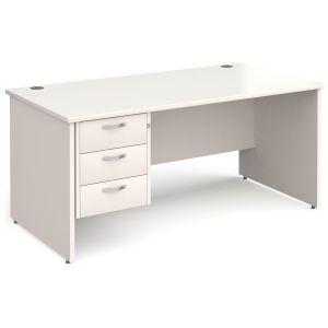 All White Panel End Clerical Desk 3 Drawers 