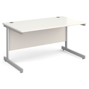 All White C-Leg Rectangular Desk