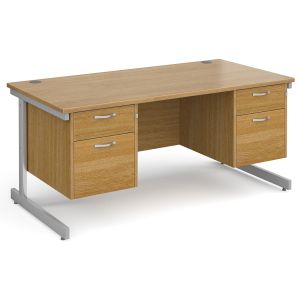 All Oak C-Leg Executive Desk 2+2 Drawers 