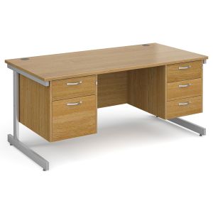 All Oak C-Leg Executive Desk 2+3 Drawers 