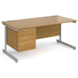 All Oak C-Leg Clerical Desk 2 Drawer 