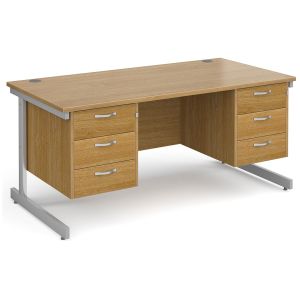 All Oak C-Leg Executive Desk 3+3 Drawers 