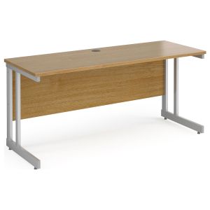 All Oak Double C-Leg Narrow Rectangular Desk