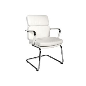 Crowne Leather Faced Cantilever Chair (White)