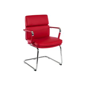 Crowne Leather Faced Cantilever Chair (Red)