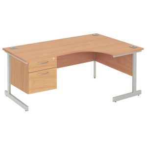 Proteus I Right Hand Ergonomic Desk With 2 Drawers