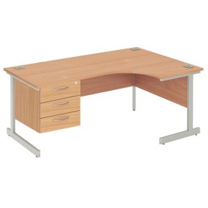 Proteus I Right Hand Ergonomic Desk With 3 Drawers