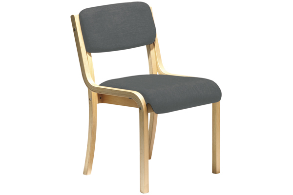 Harmony Wood Framed Stacking Side Chair, Charcoal, Fully Installed
