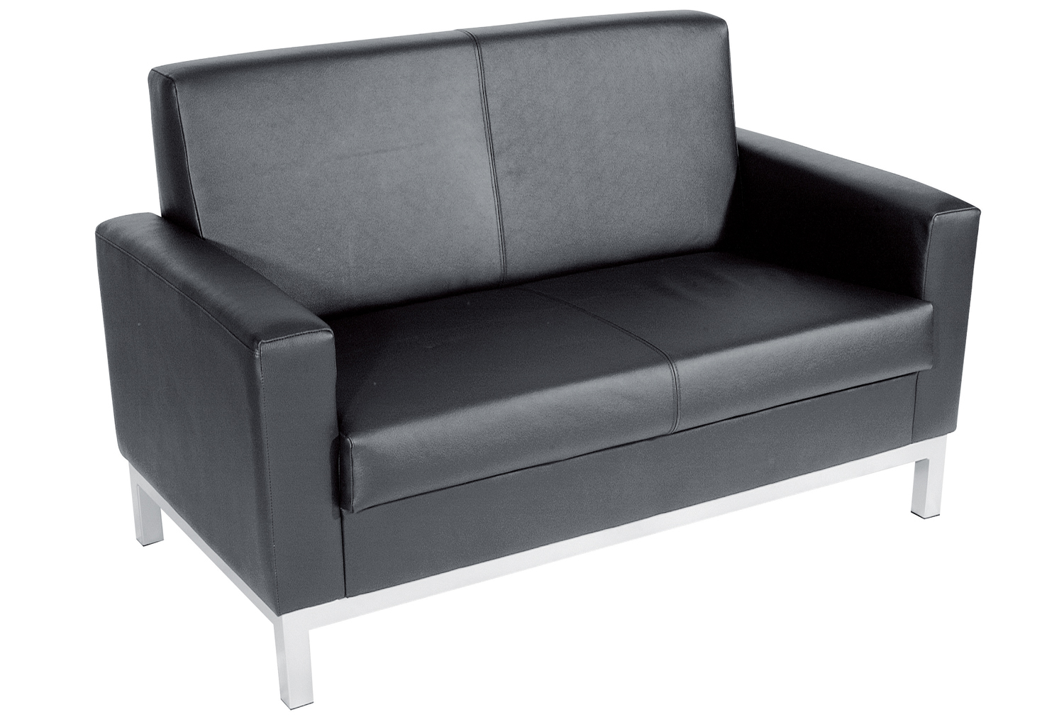 Helsinki 2 Seater Leather Sofa, Black, Fully Installed