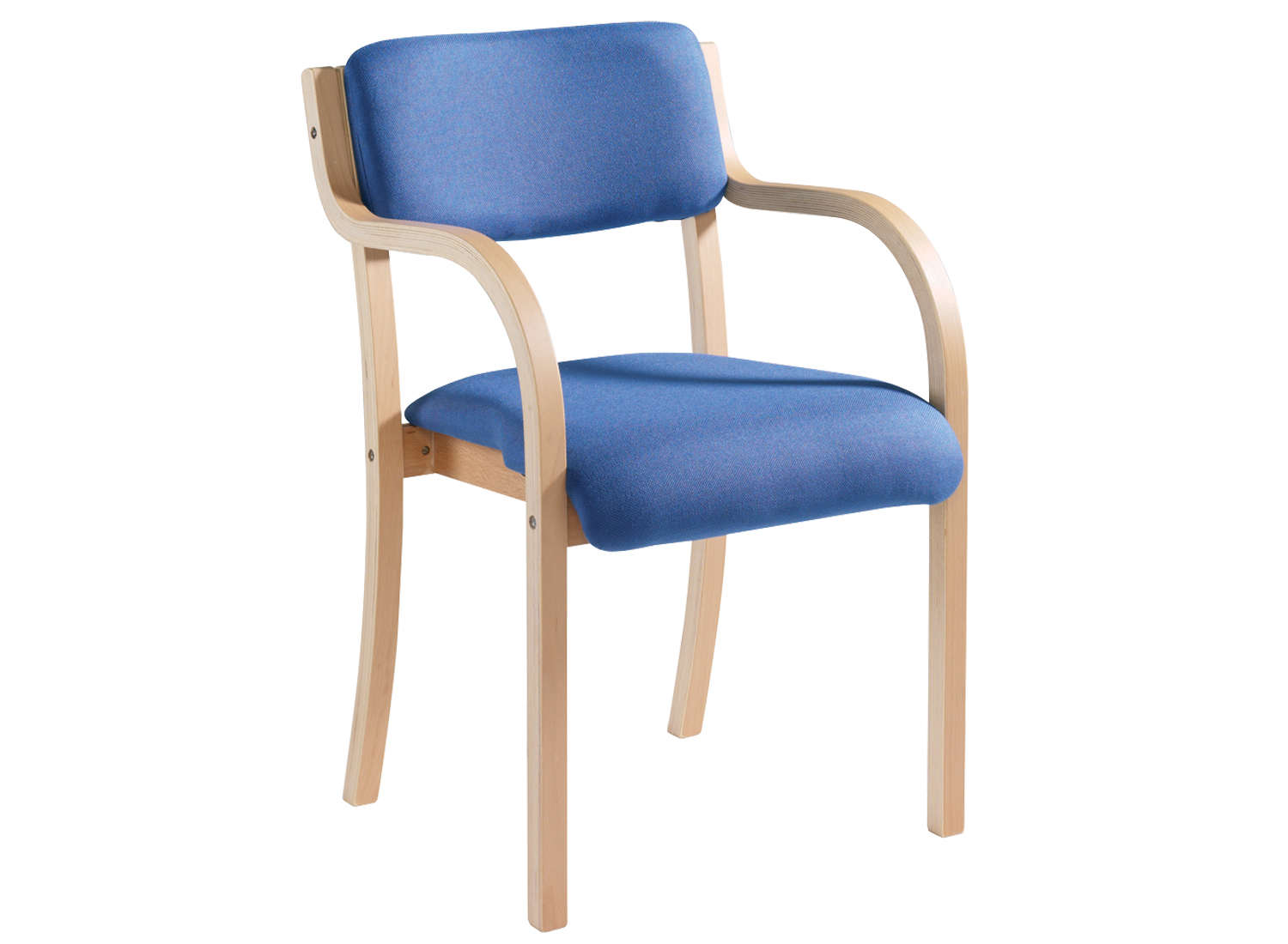Harmony Wood Framed Stacking Armchair, Blue, Express Delivery