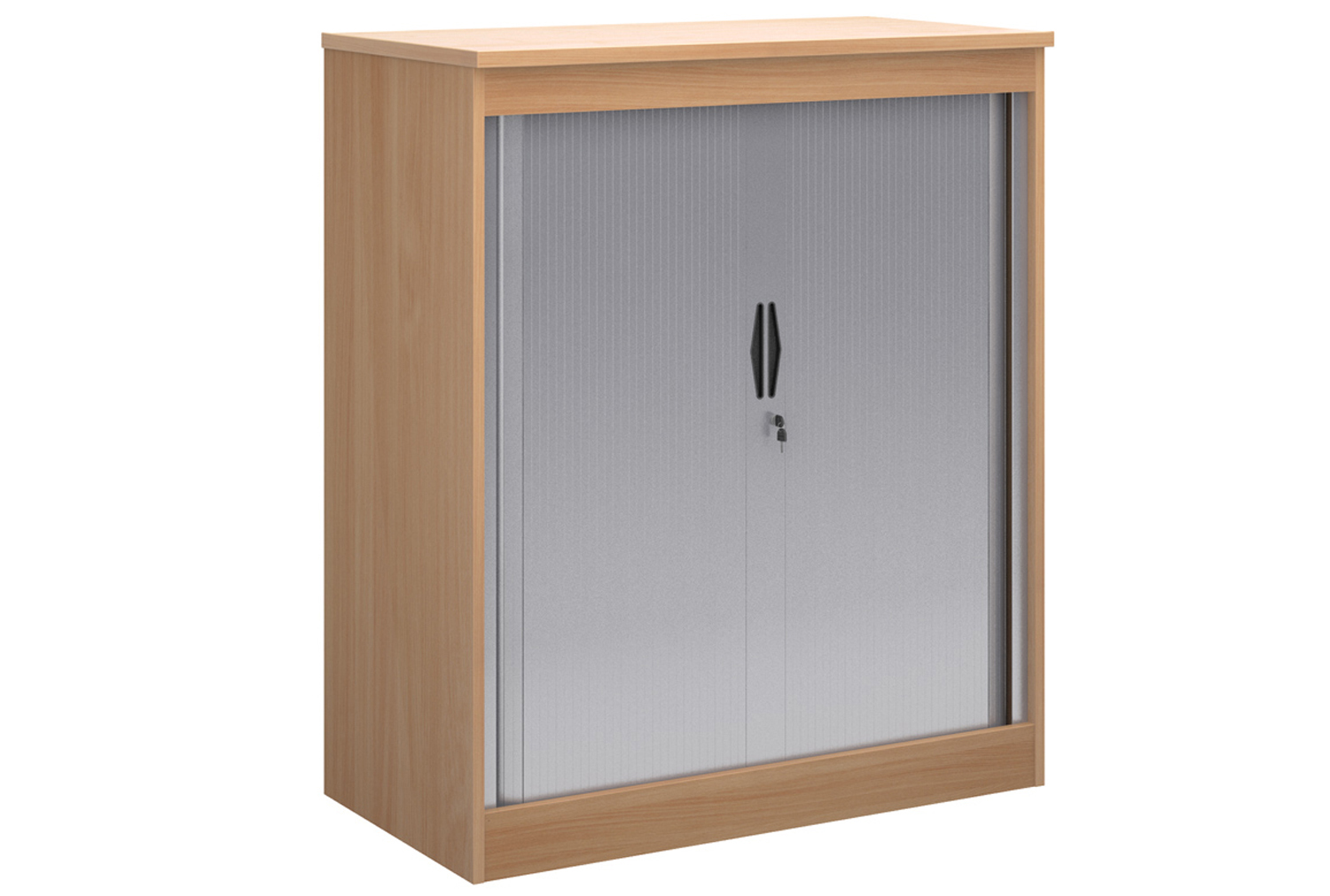Multi Storage Tambour Office Cupboards, 102wx55dx120h (cm), Beech