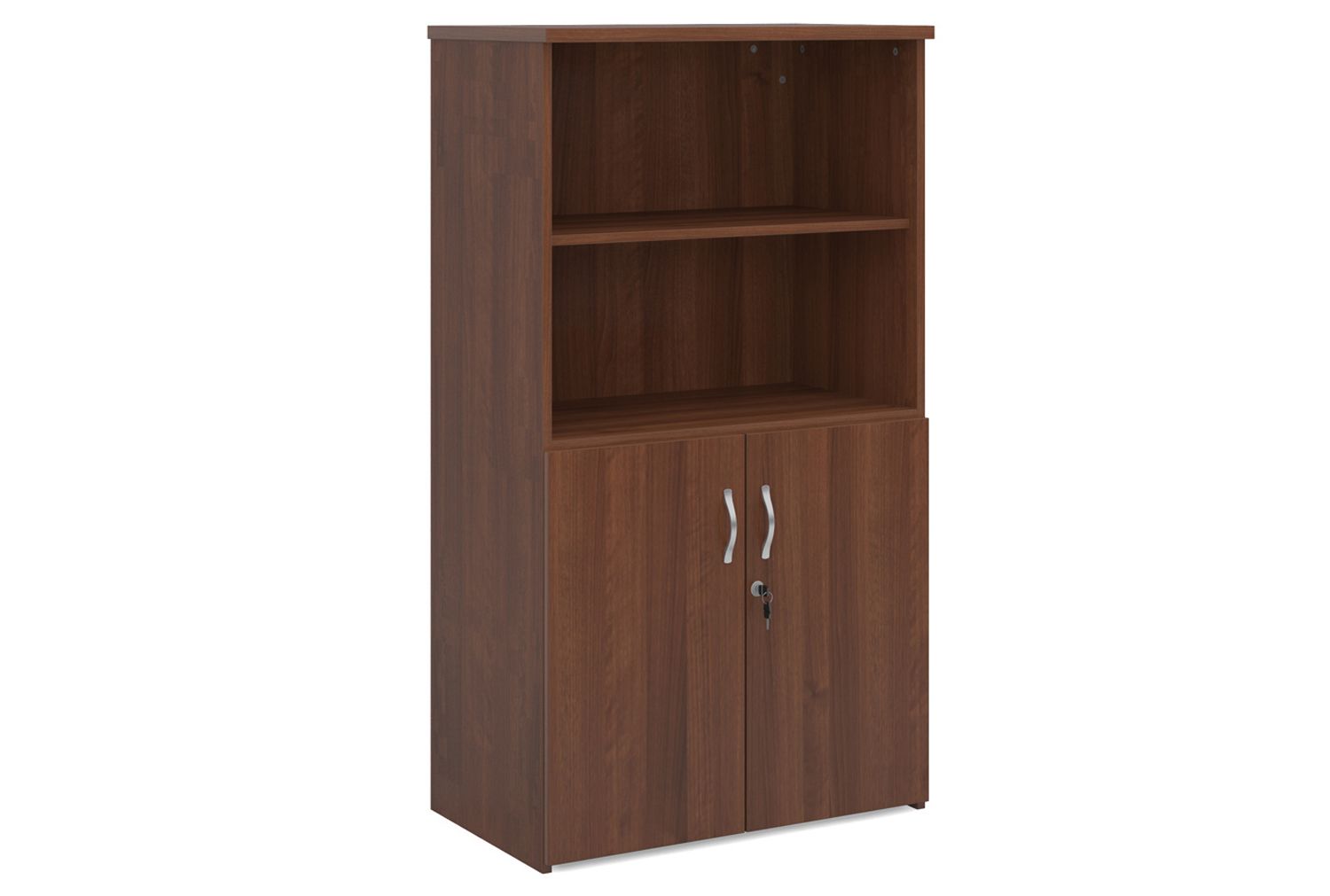 All Walnut Open Top Office Cupboards, 3 Shelf - 80wx47dx144h (cm), Express Delivery