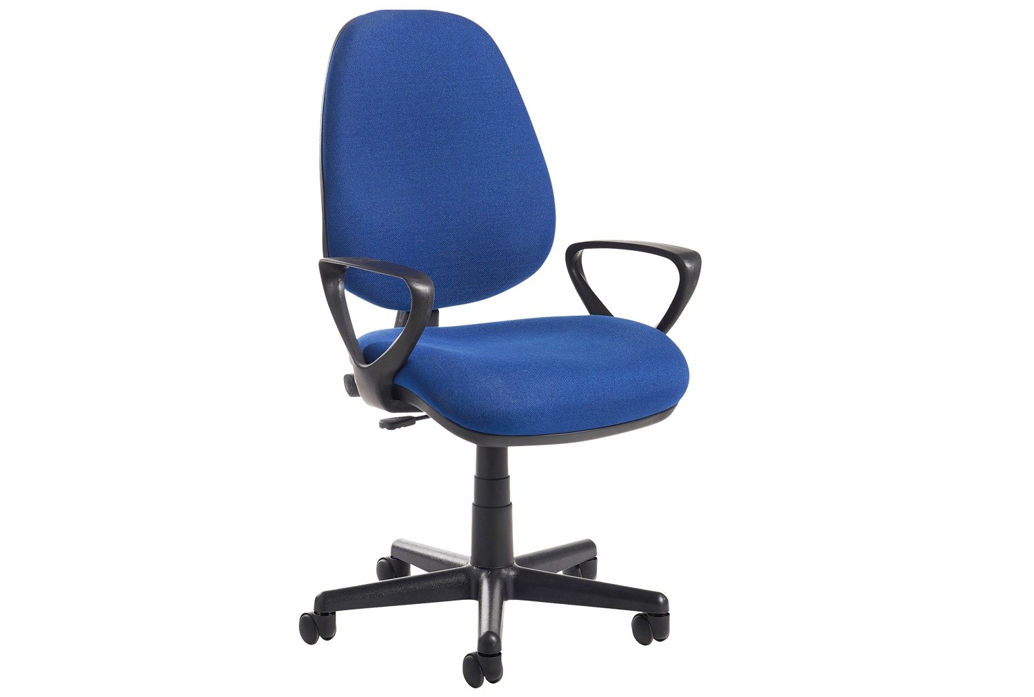 High Back Fabric Operator Office Chair, Fixed Arms, Blue, Express Delivery