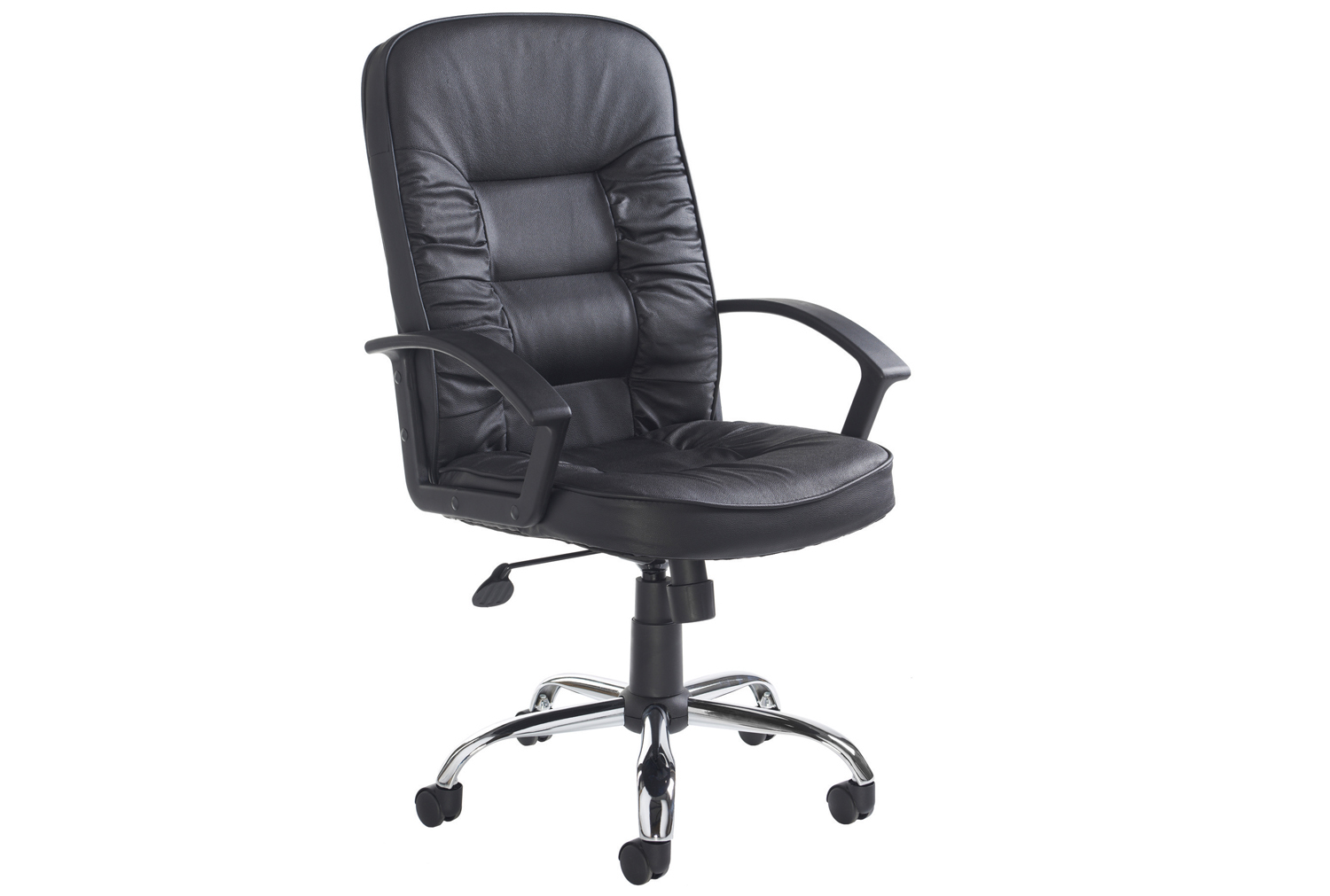 Cluedo High Back Leather Faced Executive Office Chair, Black, Fully Installed