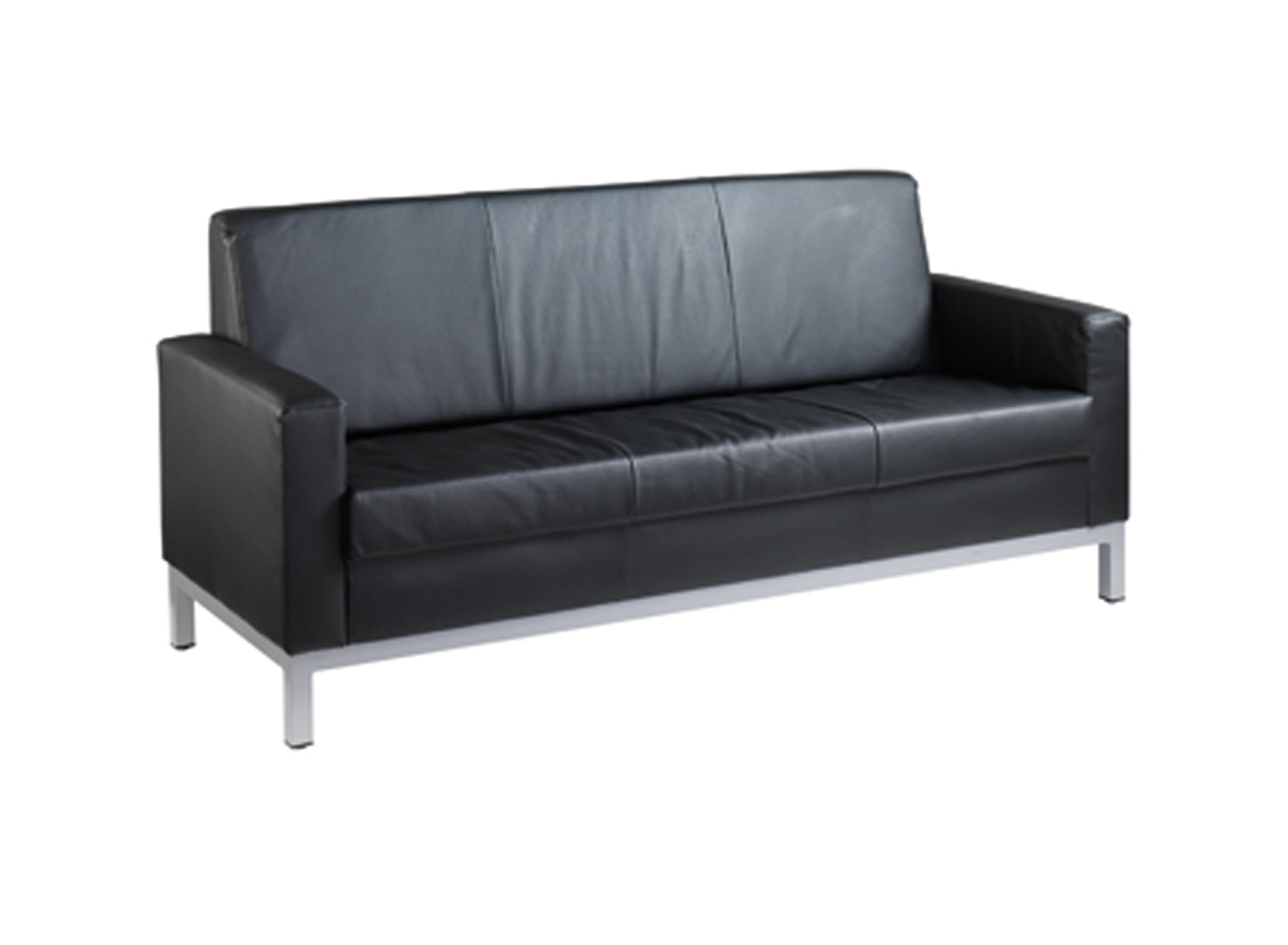 Helsinki 3 Seater Leather Sofa, Black, Fully Installed