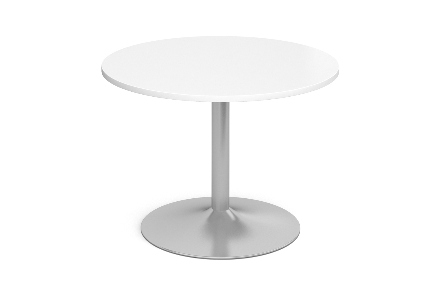 Trumpet Base Circular Boardroom Table, 120diax73h (cm), White Frame, White, Fully Installed