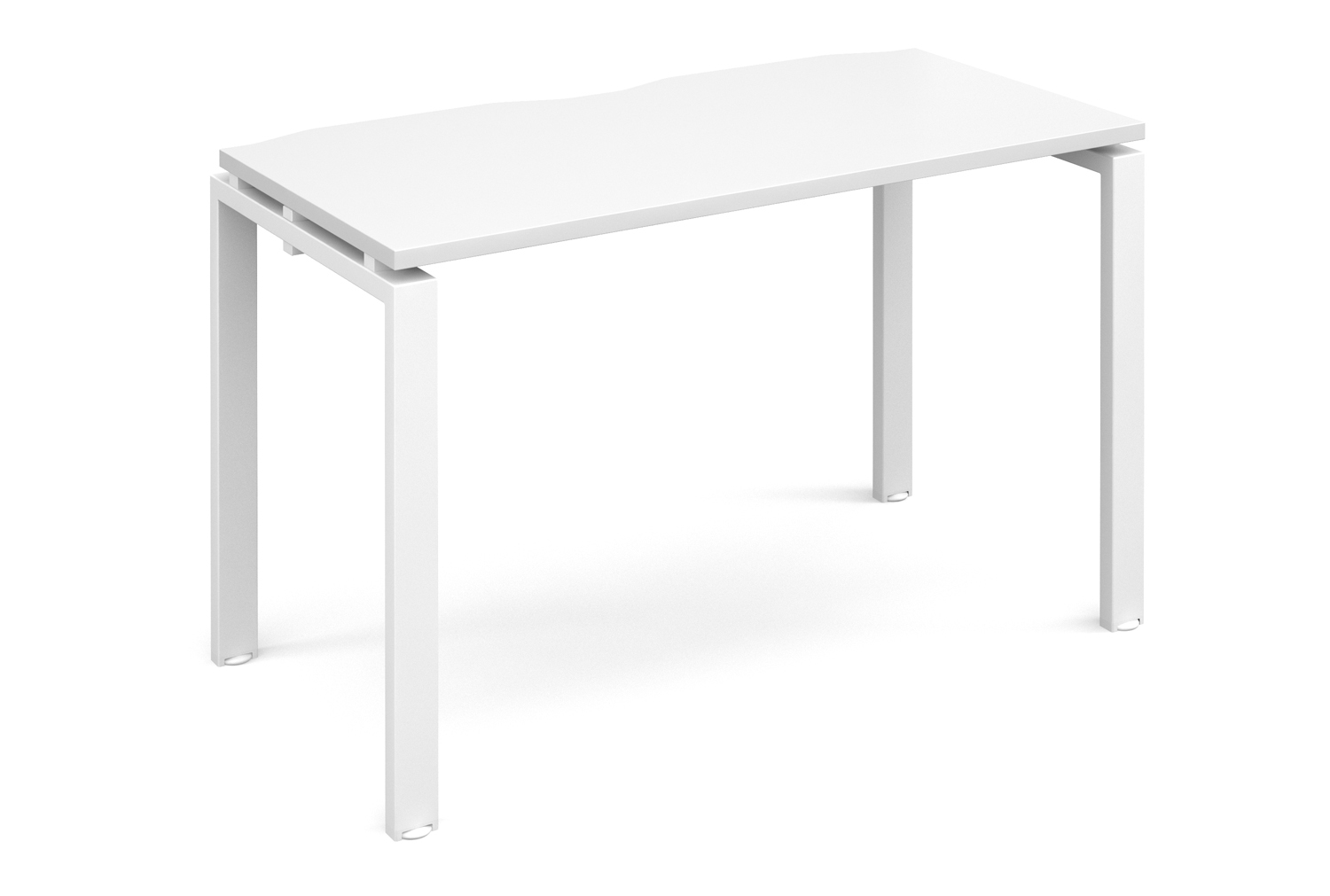 Prime Single Bench Narrow Office Desk (White Legs), 120w60dx73h (cm), White, Fully Installed