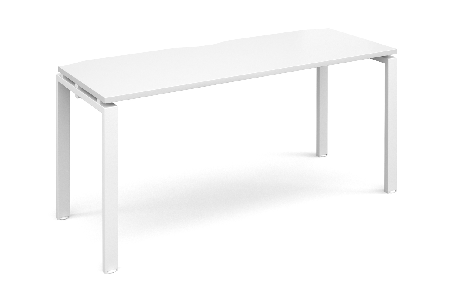 Prime Single Bench Narrow Office Desk (White Legs), 140wx60dx73h (cm), White