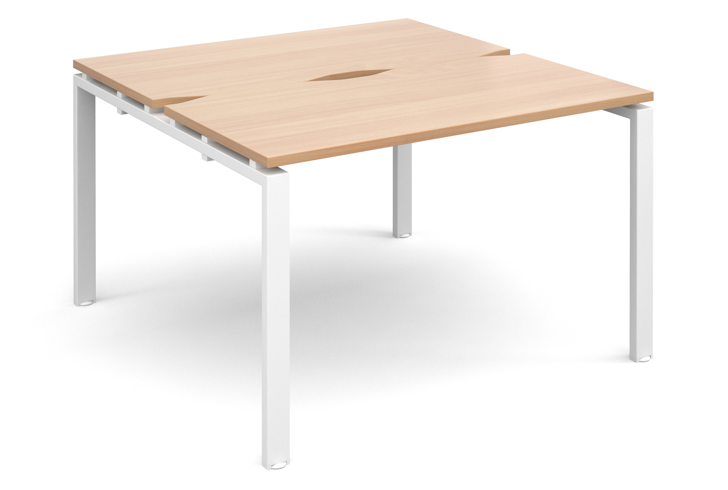 Prime Back To Back Single Narrow Bench Office Desk (White Legs), 120wx120dx73h (cm), Beech