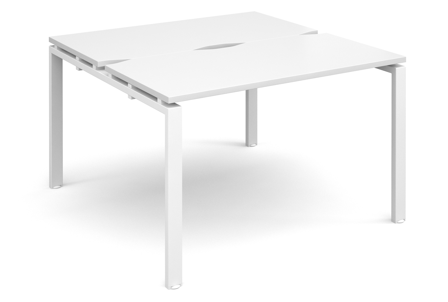 Prime Back To Back Single Narrow Bench Office Desk (White Legs), 120wx120dx73h (cm), White, Fully Installed